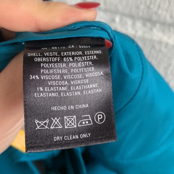 Anthropologie by Leifsdottir Teal Cropped Trouser Zipper at Ankle Pants sz 6 - Picture 10 of 10